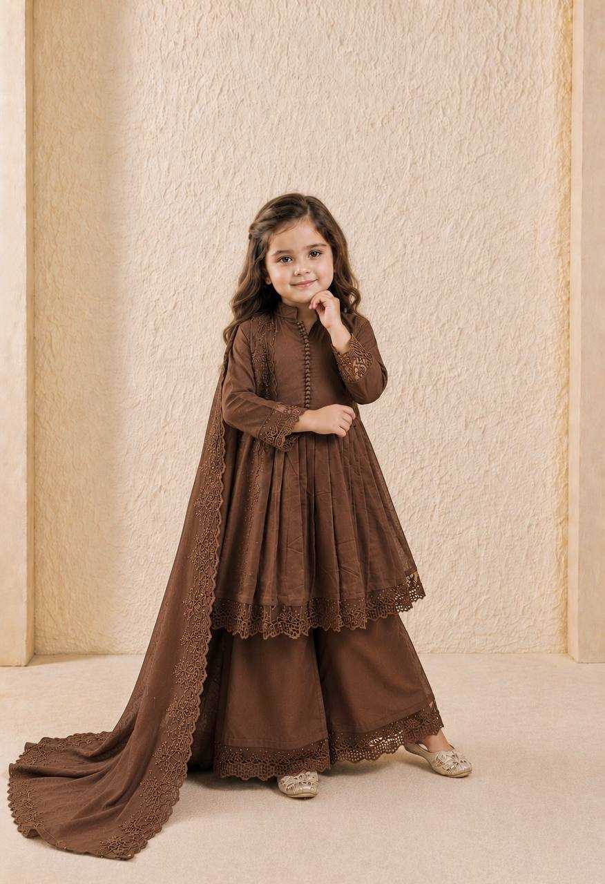 YNF Wholesale Heavy Roman Silk Kids Gown  | Surat Manufacturer