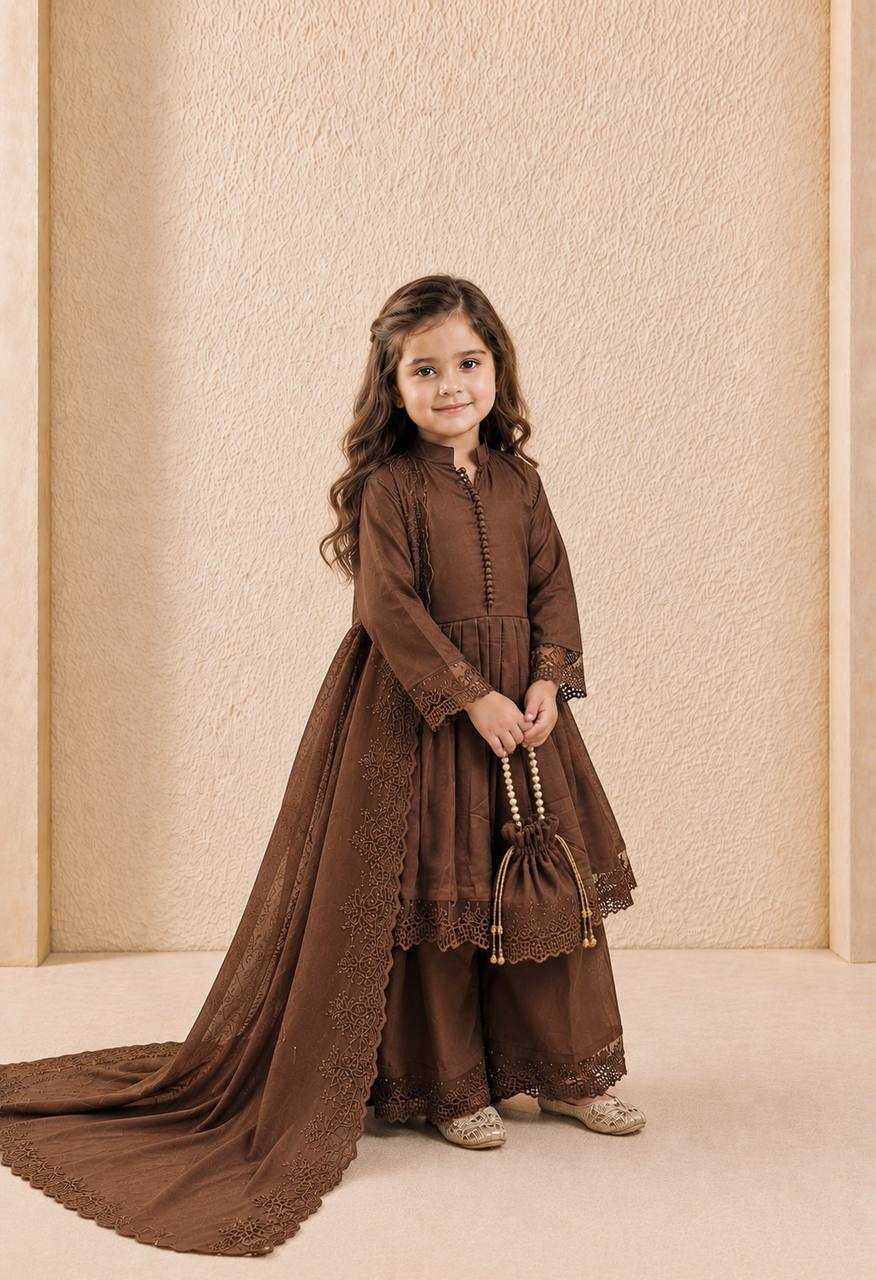 YNF Wholesale Heavy Roman Silk Kids Gown  | Surat Manufacturer