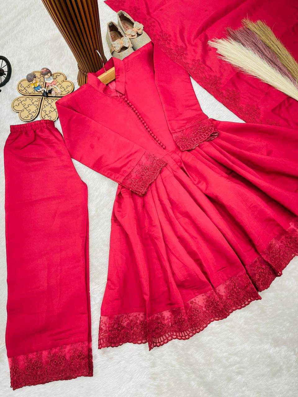 YNF Wholesale Heavy Roman Silk Kids Gown  | Surat Manufacturer