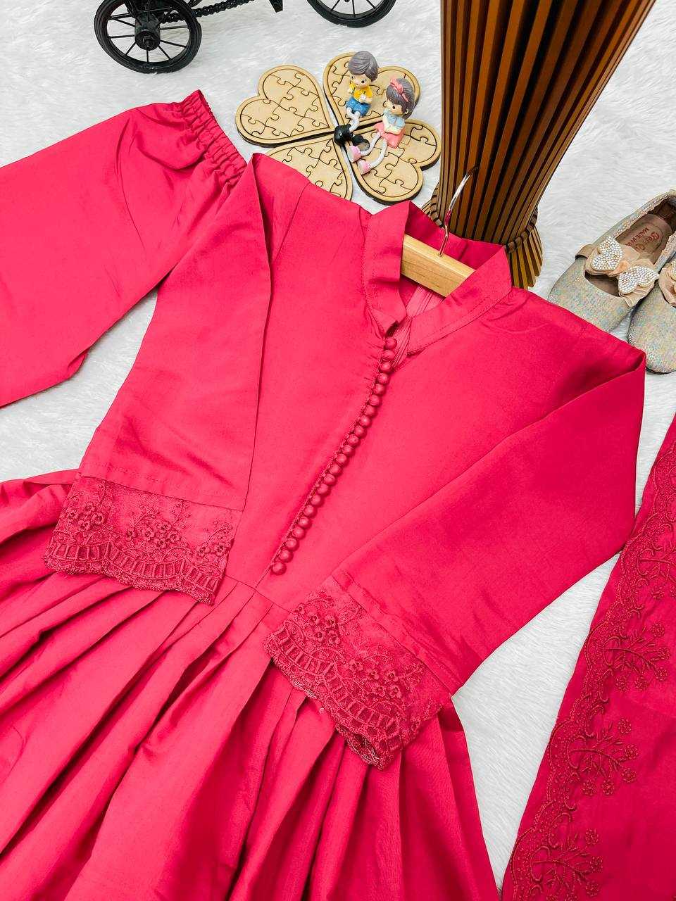 YNF Wholesale Heavy Roman Silk Kids Gown  | Surat Manufacturer