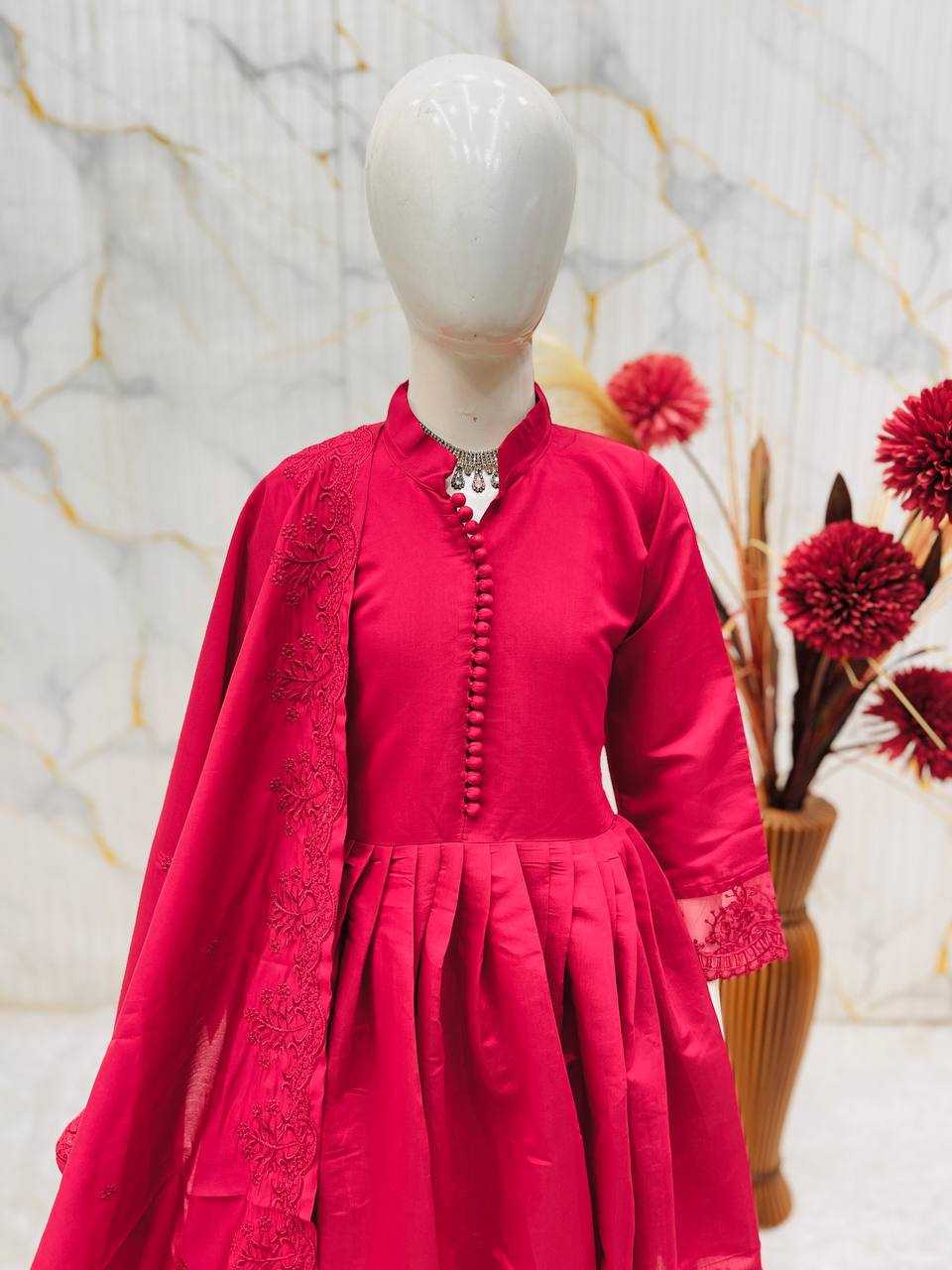YNF Wholesale Heavy Roman Silk Kids Gown  | Surat Manufacturer