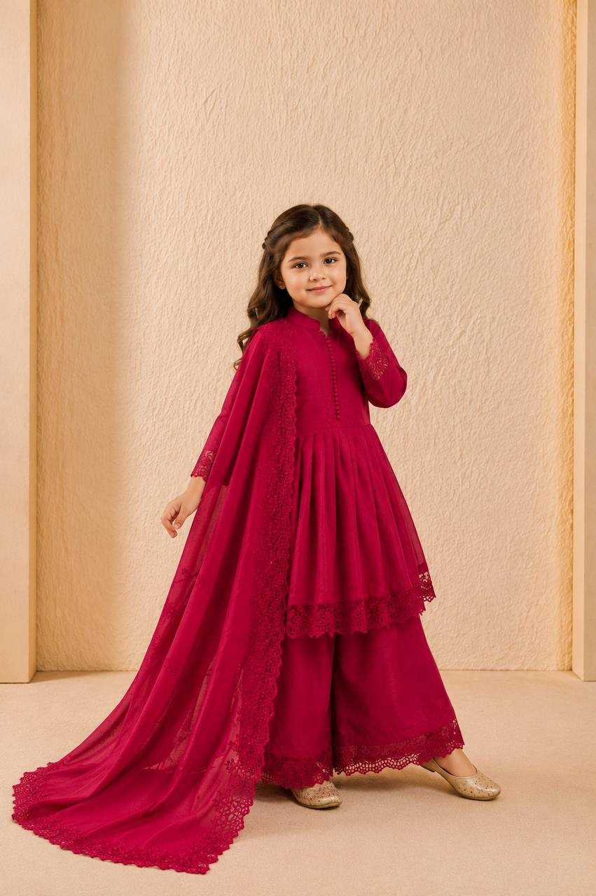 YNF Wholesale Heavy Roman Silk Kids Gown  | Surat Manufacturer