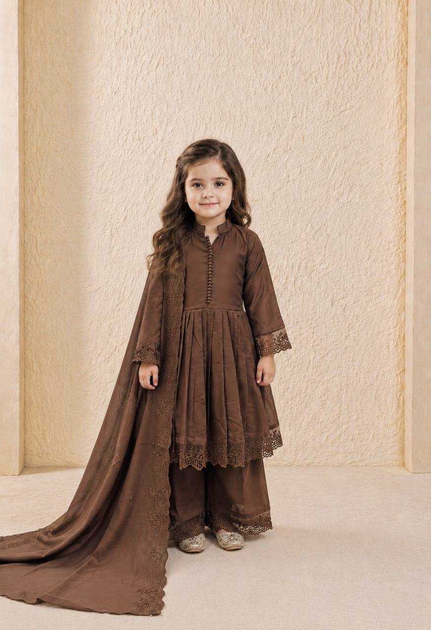 YNF Wholesale Heavy Roman Silk Kids Gown  | Surat Manufacturer