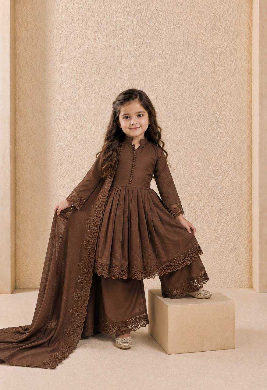 YNF Wholesale Heavy Roman Silk Kids Gown  | Surat Manufacturer
