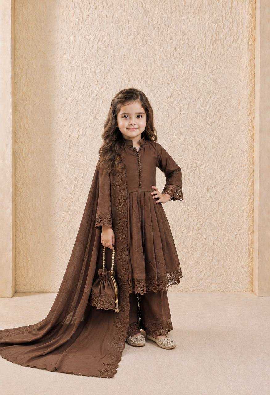 YNF Wholesale Heavy Roman Silk Kids Gown  | Surat Manufacturer
