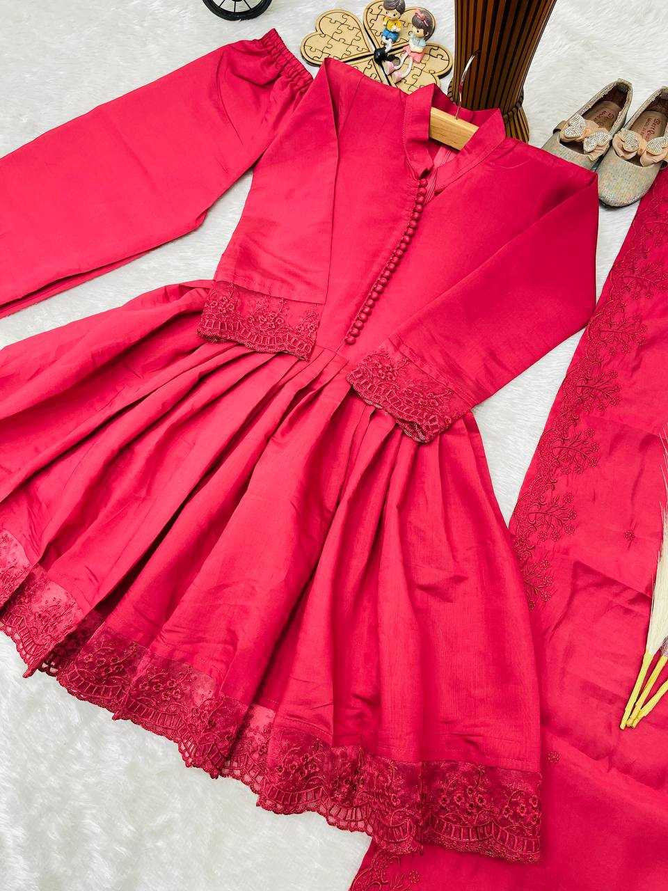 YNF Wholesale Heavy Roman Silk Kids Gown  | Surat Manufacturer