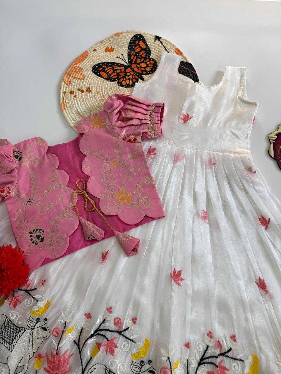 YNF Wholesale Crush Silk Kids Gown  | Surat Manufacturer