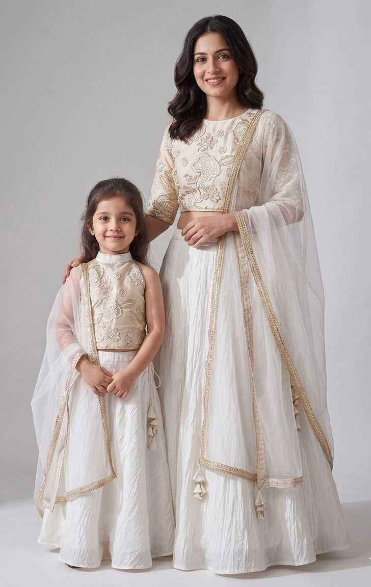 YNF Wholesale Silk Mother Daughter Casual Dresses  | Surat Manufacturer