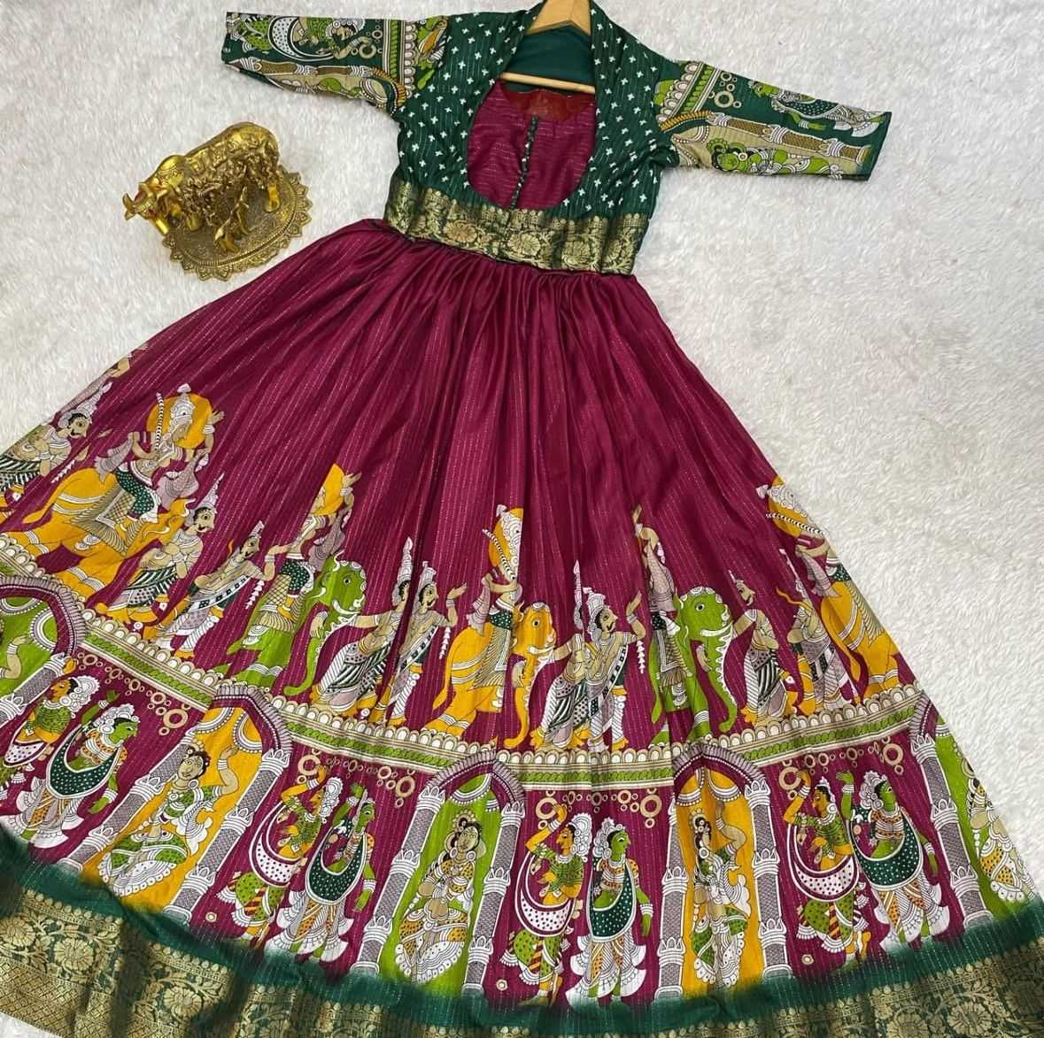 YNF Wholesale Dola Silk Printed Gowns  | Surat Manufacturer