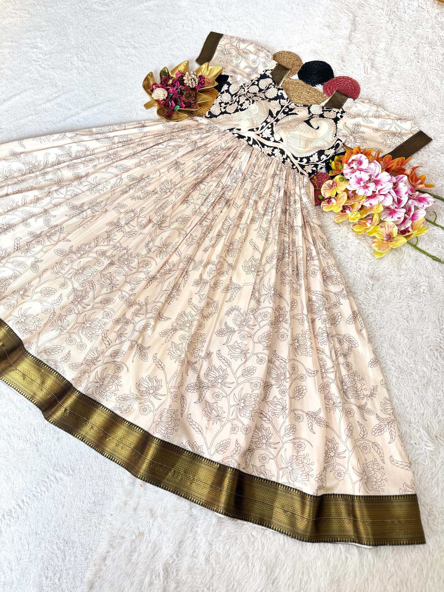 YNF Wholesale Dola Silk Printed Gowns  | Surat Manufacturer