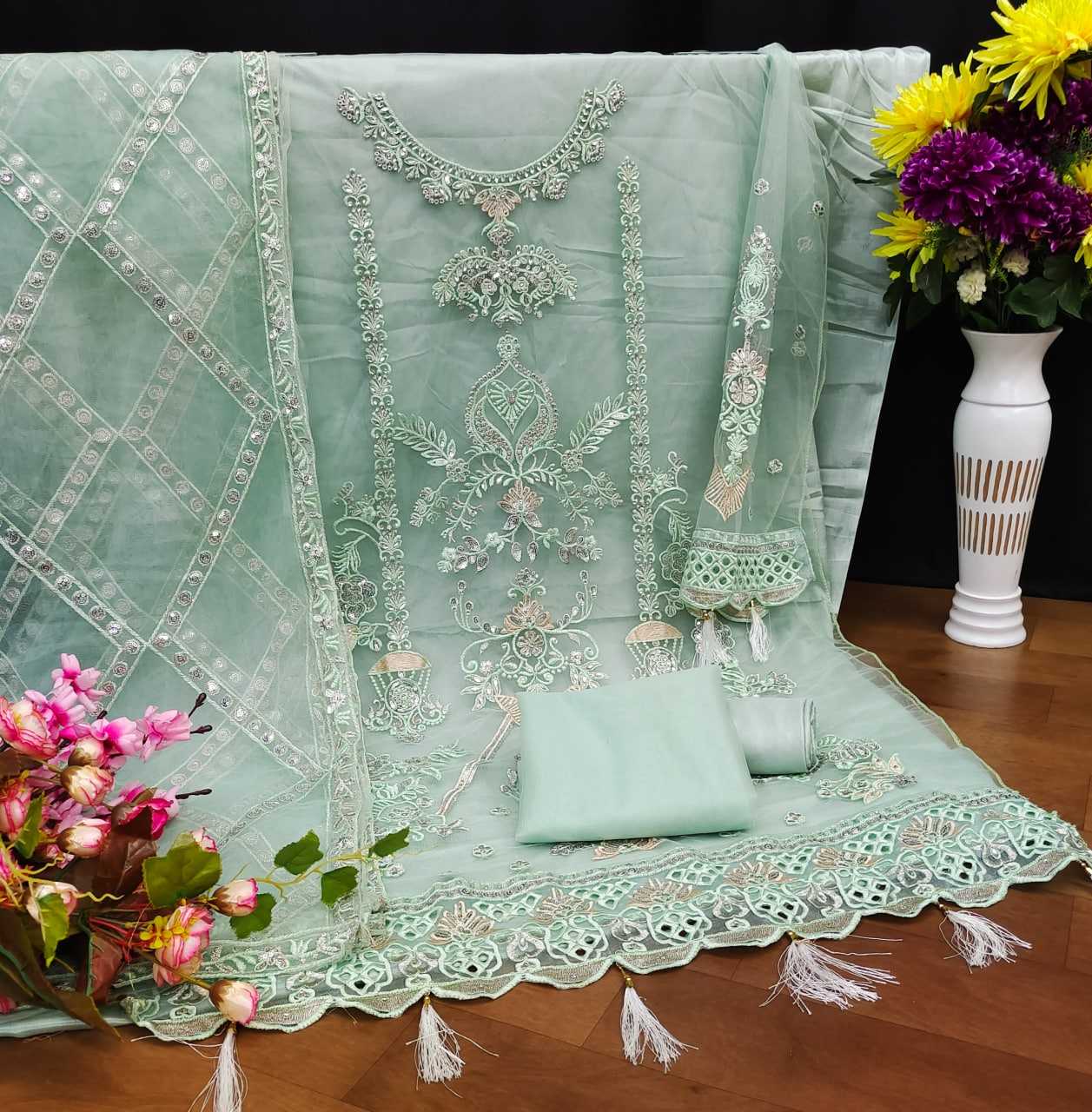 YNF Wholesale Net Embroidery Suits  | Surat Manufacturer