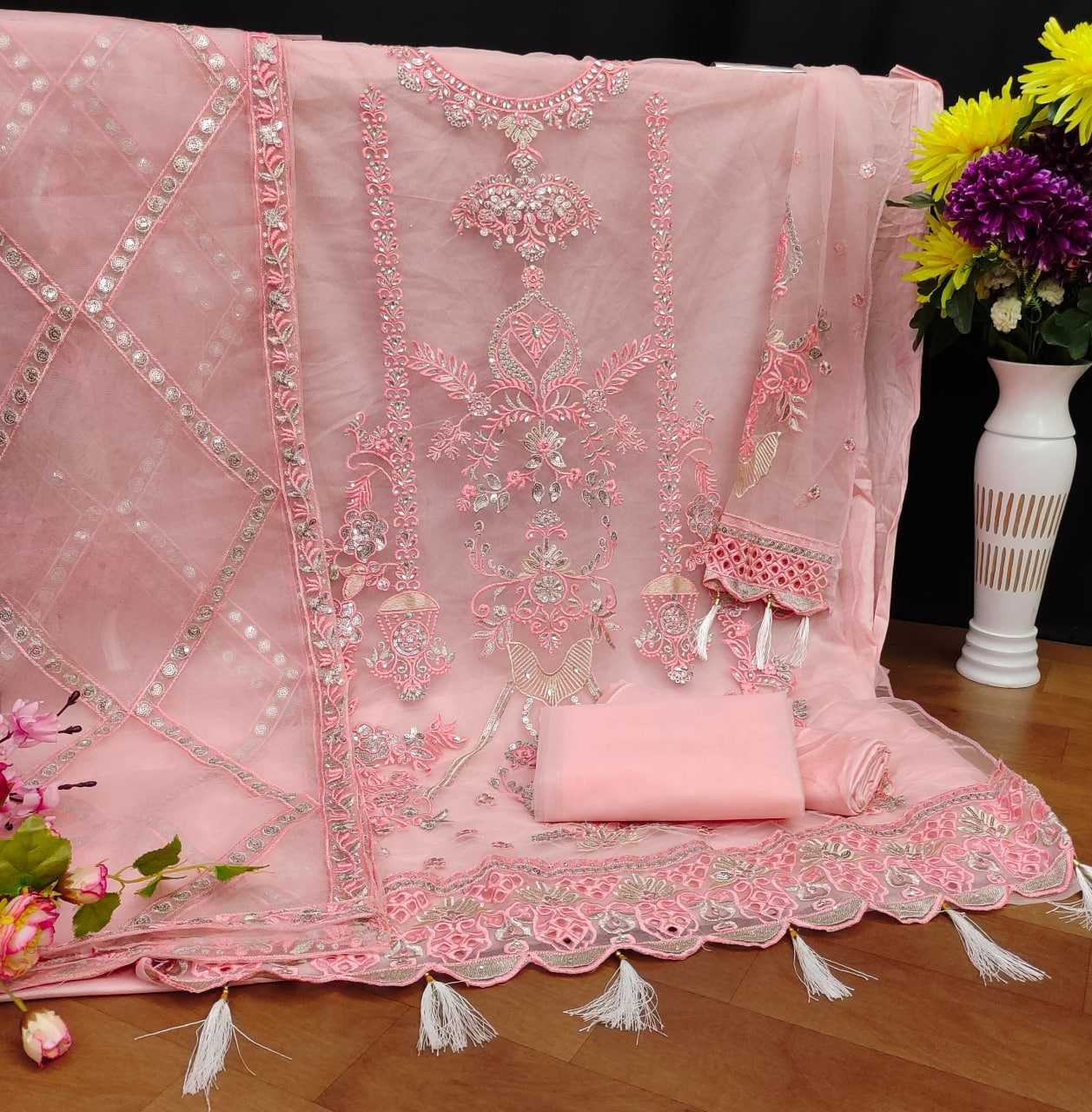 YNF Wholesale Net Embroidery Suits  | Surat Manufacturer