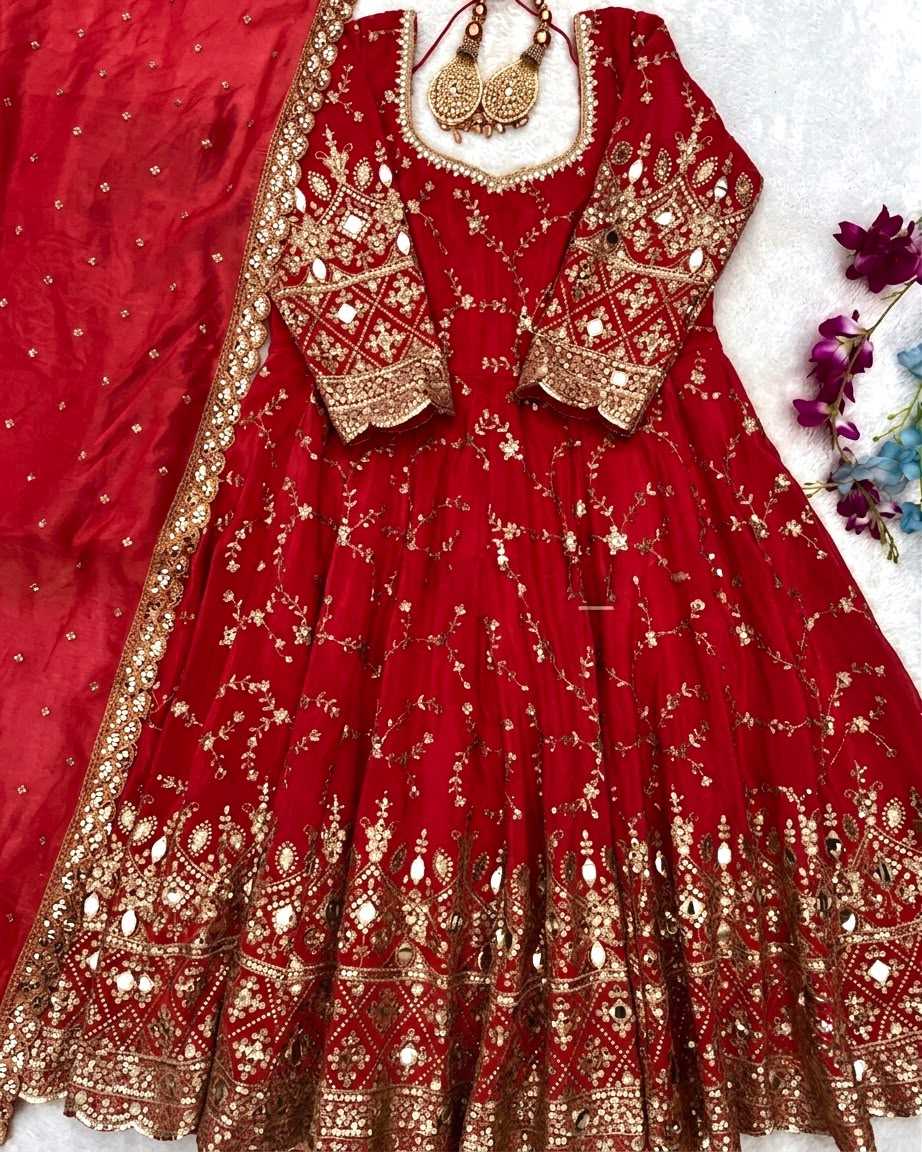 YNF Wholesale Chinon Silk Embroidery Gowns  | Surat Manufacturer