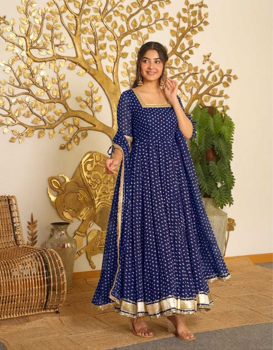 YNF Wholesale Faux Georgette Printed Gowns  | Surat Manufacturer