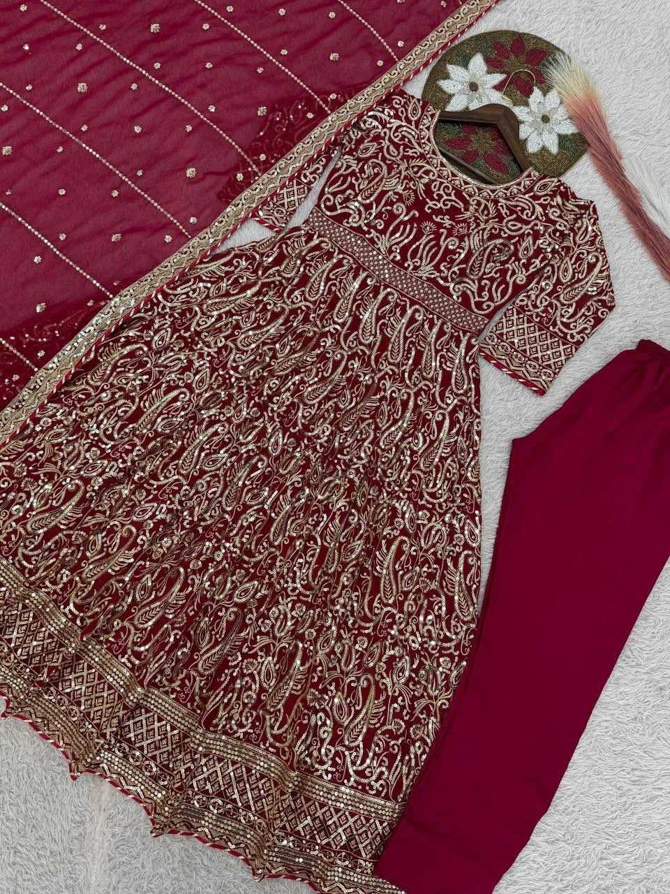 YNF Wholesale Faux Georgette Embroidery Gowns  | Surat Manufacturer