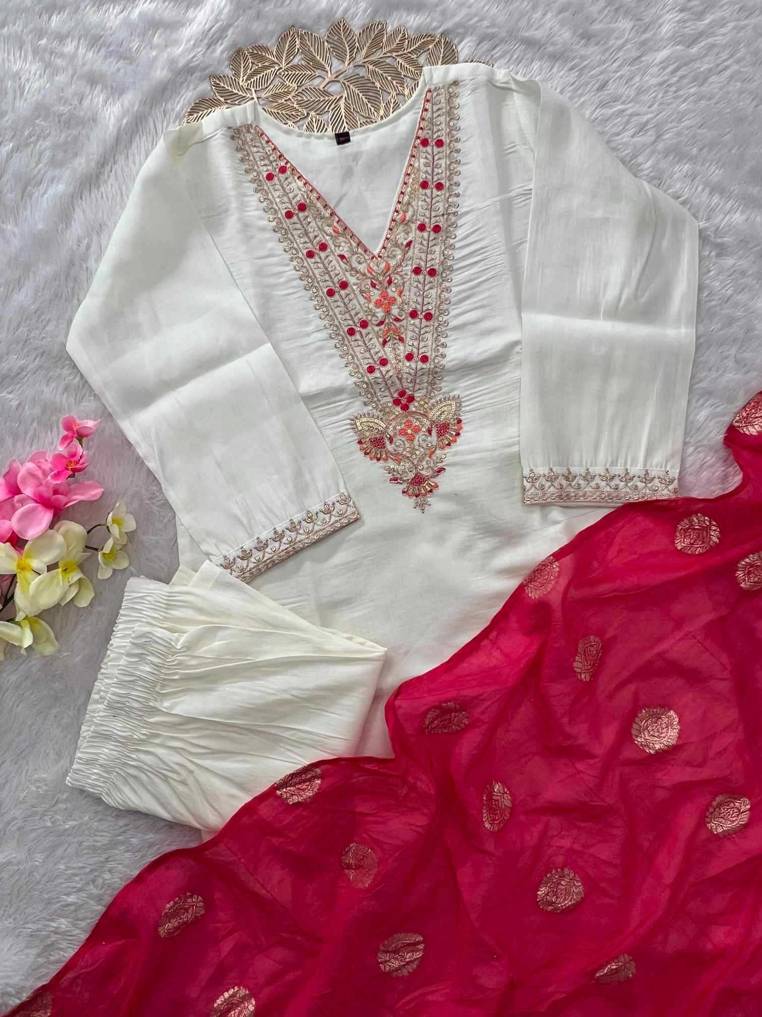 YNF Wholesale Heavy Roman Silk Embroidered Kurtis  | Surat Manufacturer