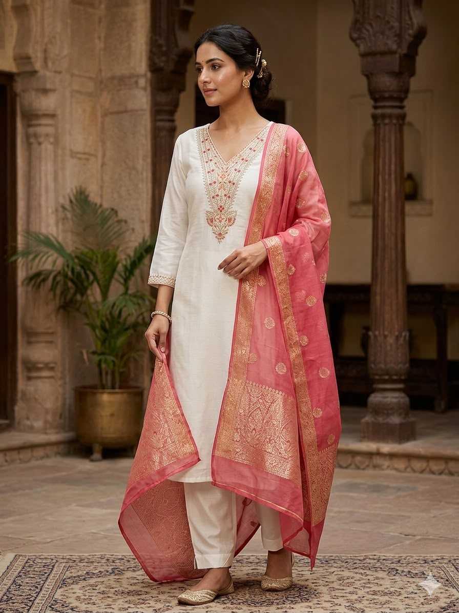 YNF Wholesale Heavy Roman Silk Embroidered Kurtis  | Surat Manufacturer