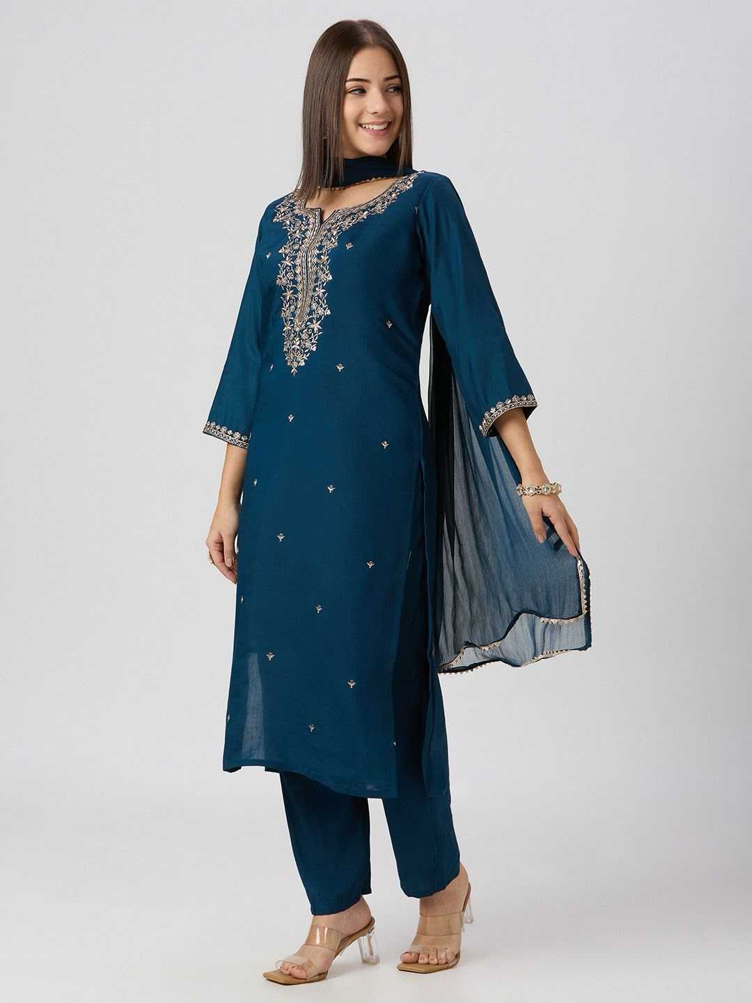 YNF Wholesale Heavy Roman Silk Embroidered Kurtis  | Surat Manufacturer