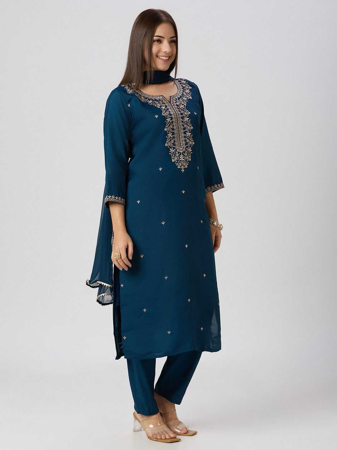 YNF Wholesale Heavy Roman Silk Embroidered Kurtis  | Surat Manufacturer