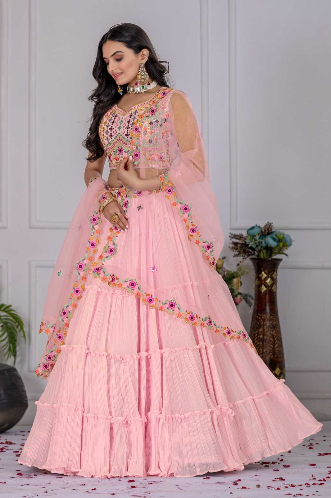 YNF Wholesale Faux Georgette Embroidered Lehenga  | Surat Manufacturer