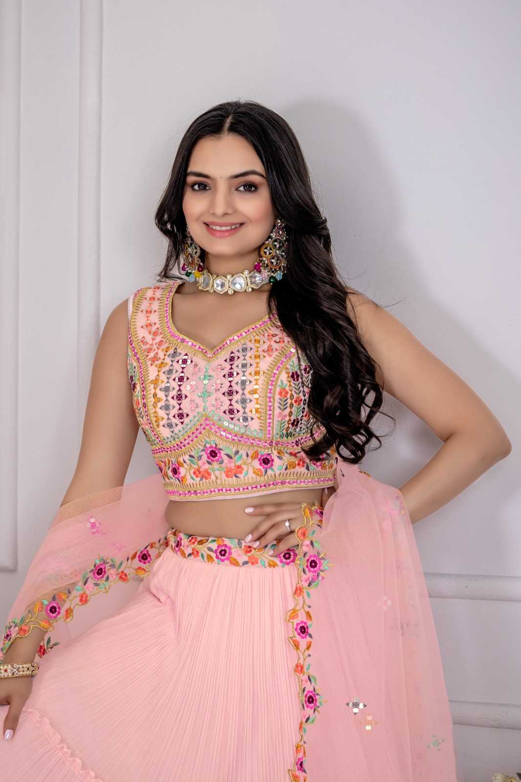 YNF Wholesale Faux Georgette Embroidered Lehenga  | Surat Manufacturer