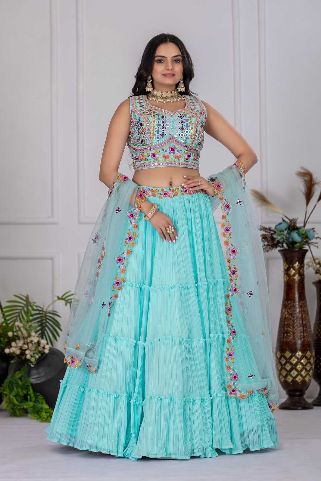 YNF Wholesale Faux Georgette Embroidered Lehenga  | Surat Manufacturer