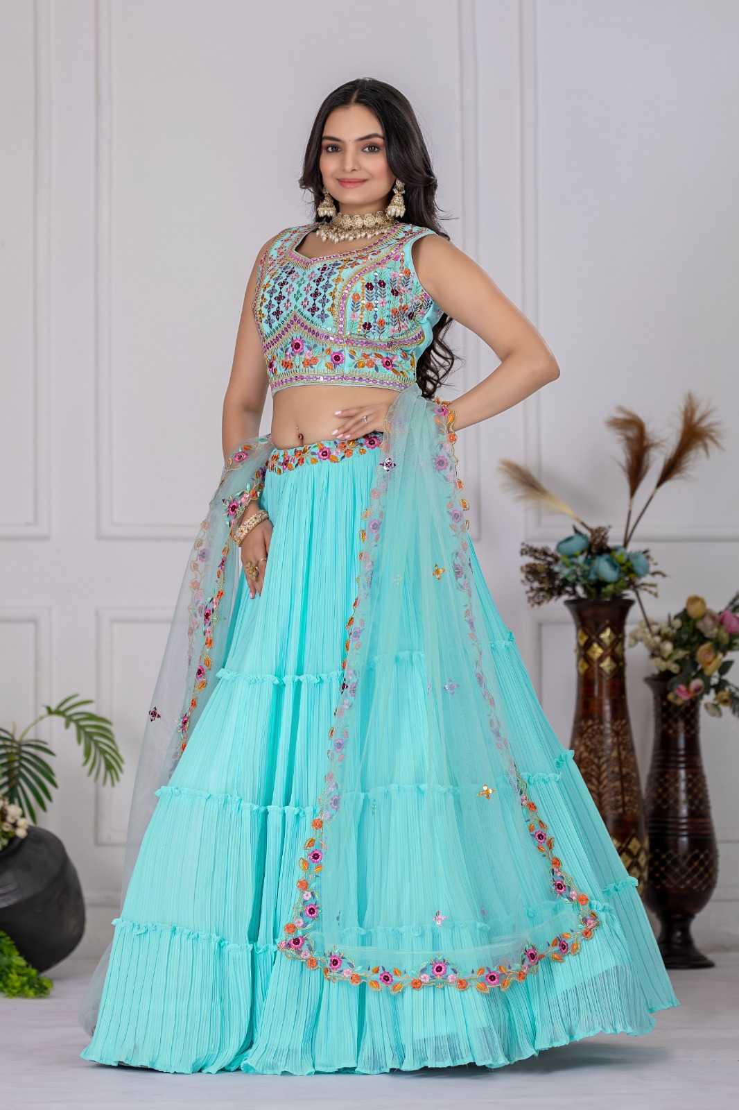 YNF Wholesale Faux Georgette Embroidered Lehenga  | Surat Manufacturer