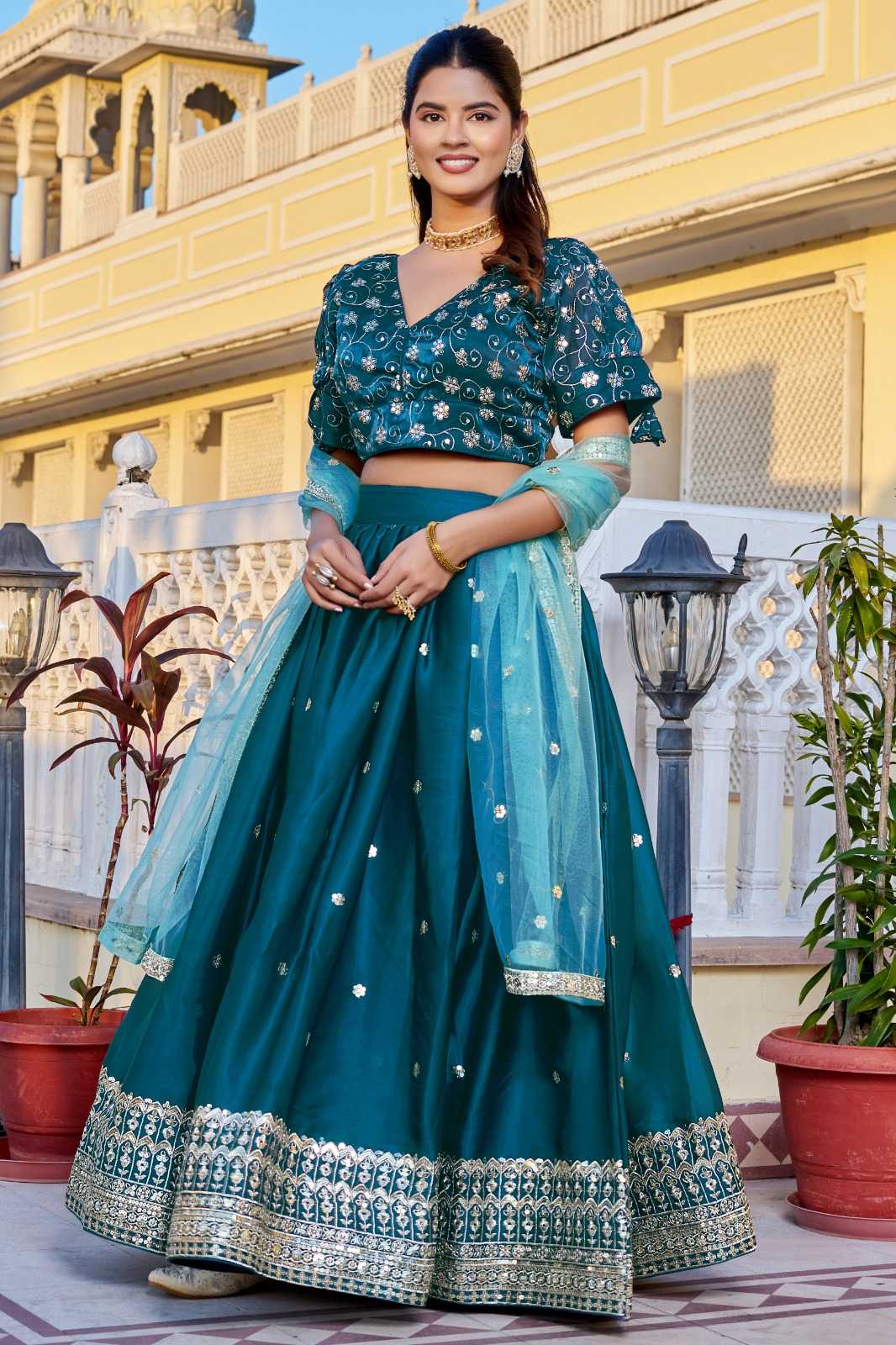 YNF Wholesale Jimmy Choo Embroidered Lehenga  | Surat Manufacturer