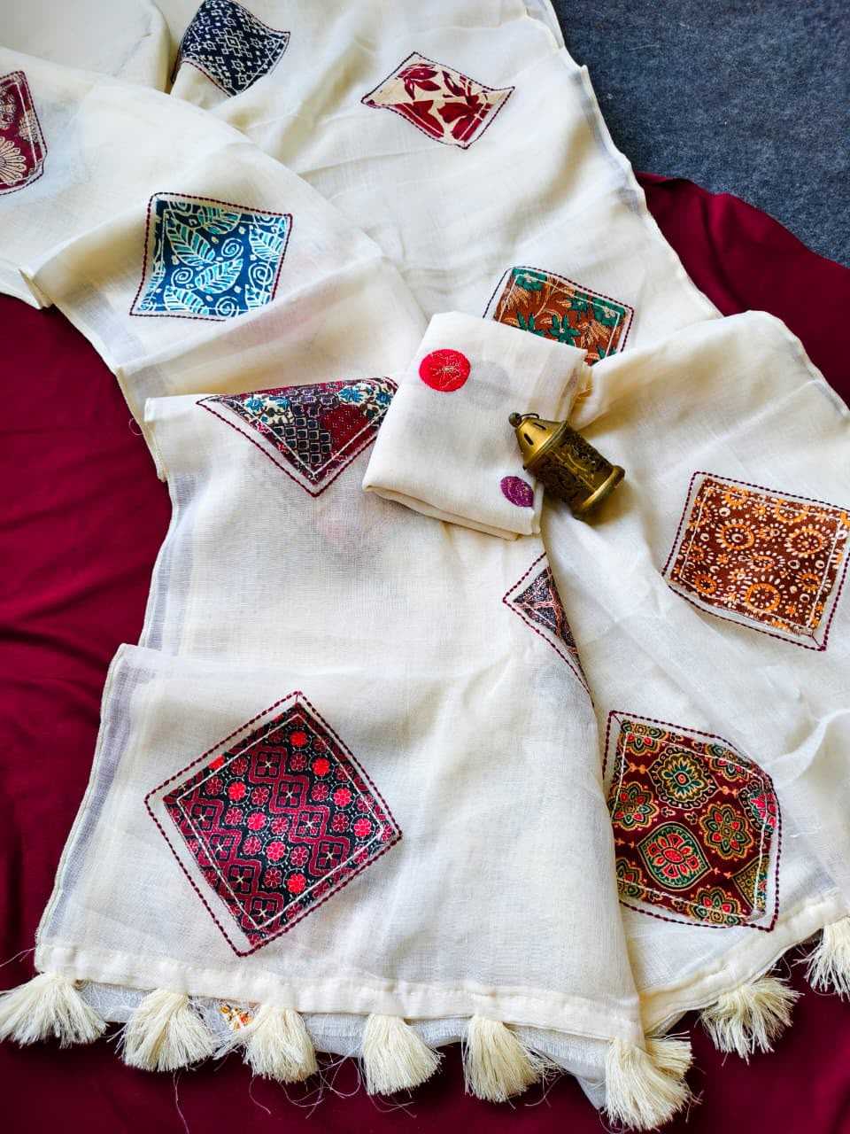 YNF Wholesale Linen White Sarees  | Surat Manufacturer