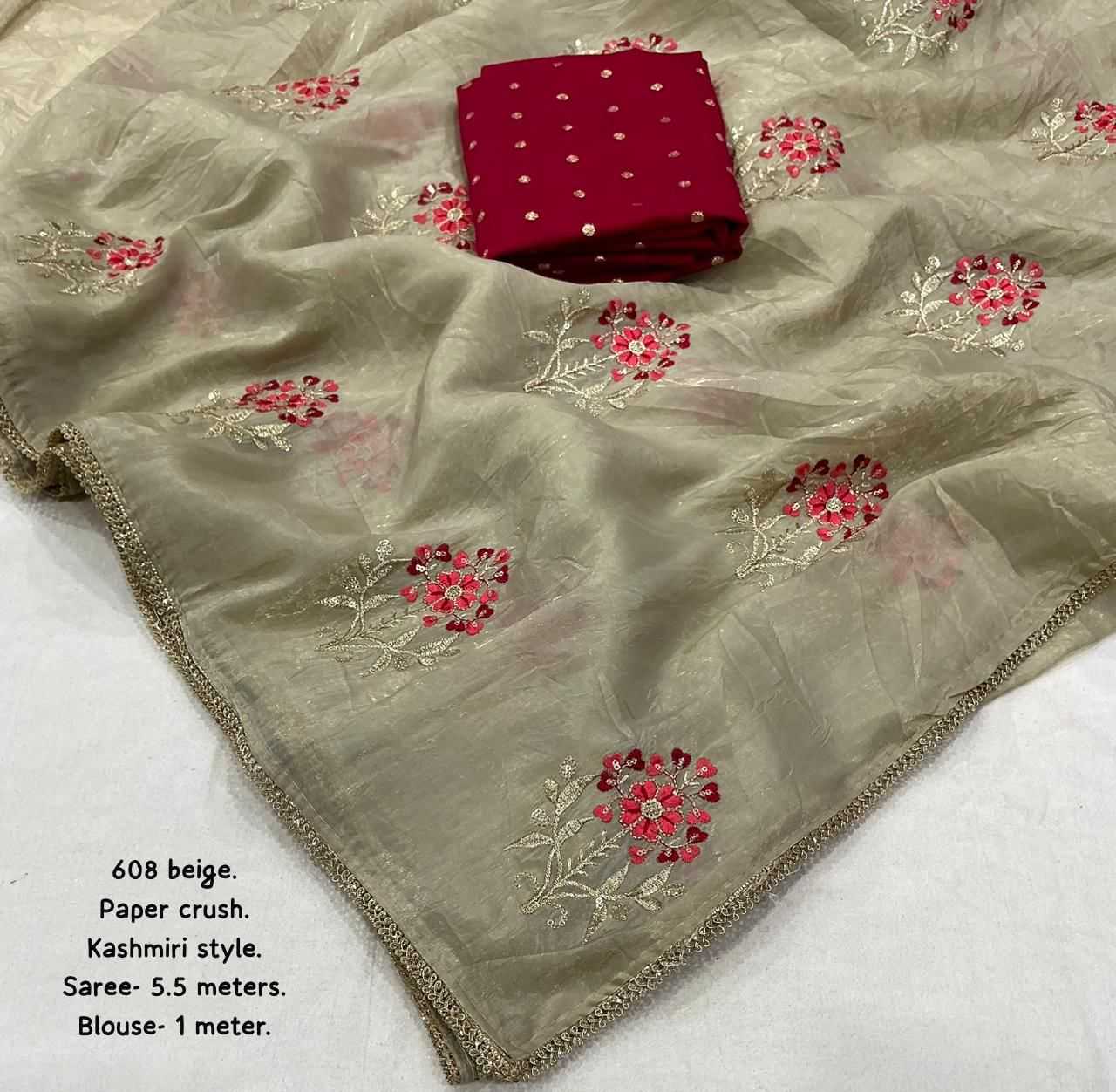 YNF Wholesale Crush Silk Embroidered Sarees  | Surat Manufacturer