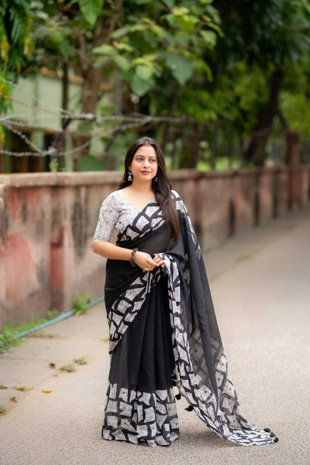 YNF Wholesale Linen Batik Sarees  | Surat Manufacturer