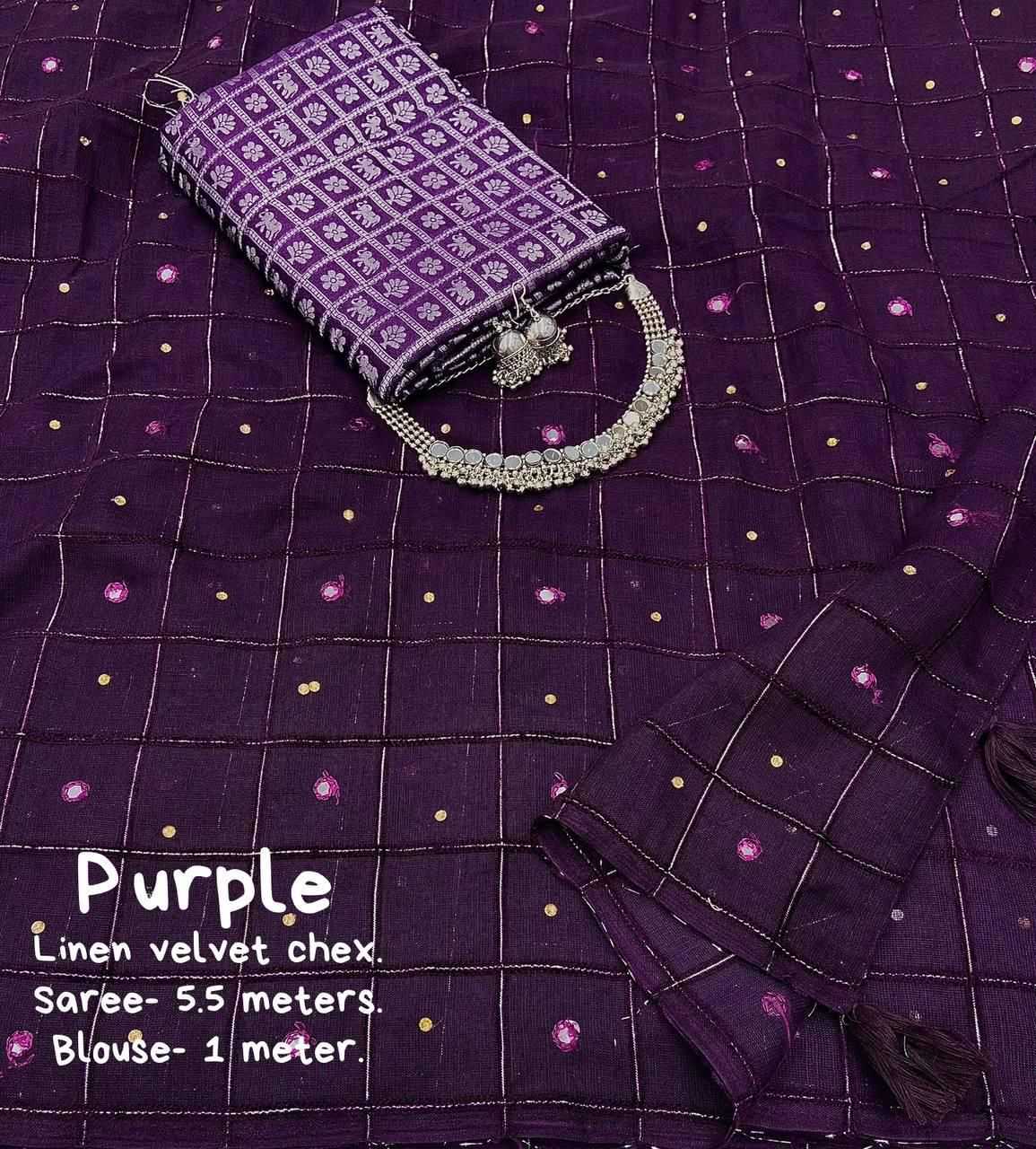YNF Wholesale Linen Velvet Sarees  | Surat Manufacturer