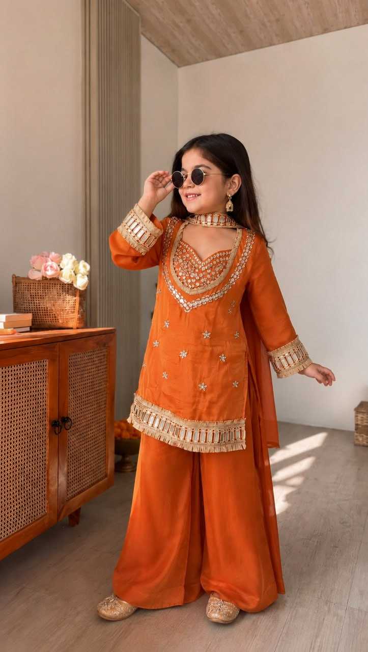 YNF Wholesale Chinon Silk Kids Suit  | Surat Manufacturer