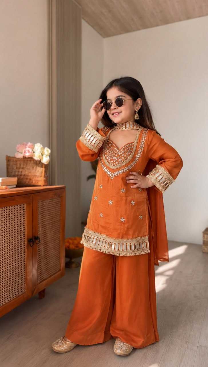 YNF Wholesale Chinon Silk Kids Suit  | Surat Manufacturer