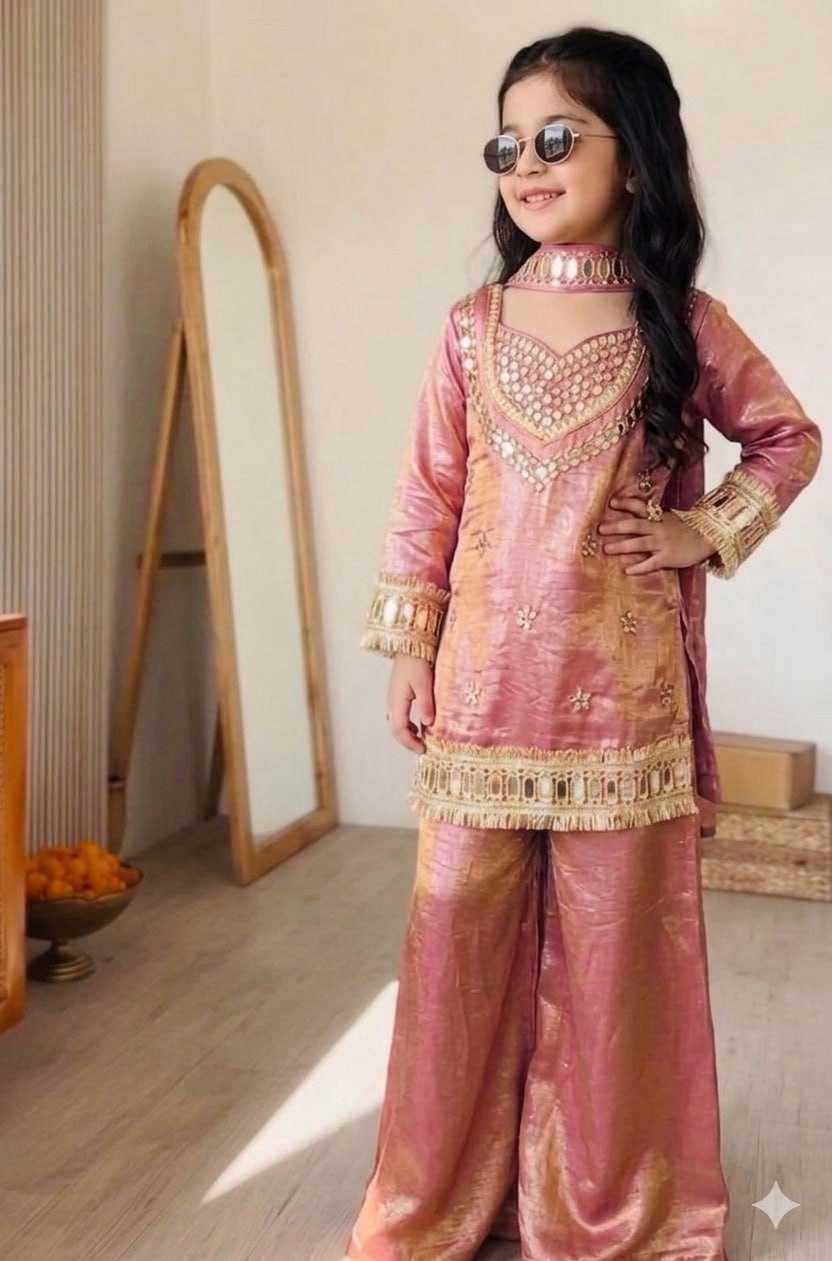 YNF Wholesale Chinon Silk Kids Suit  | Surat Manufacturer