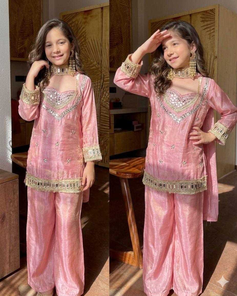 YNF Wholesale Chinon Silk Kids Suit  | Surat Manufacturer