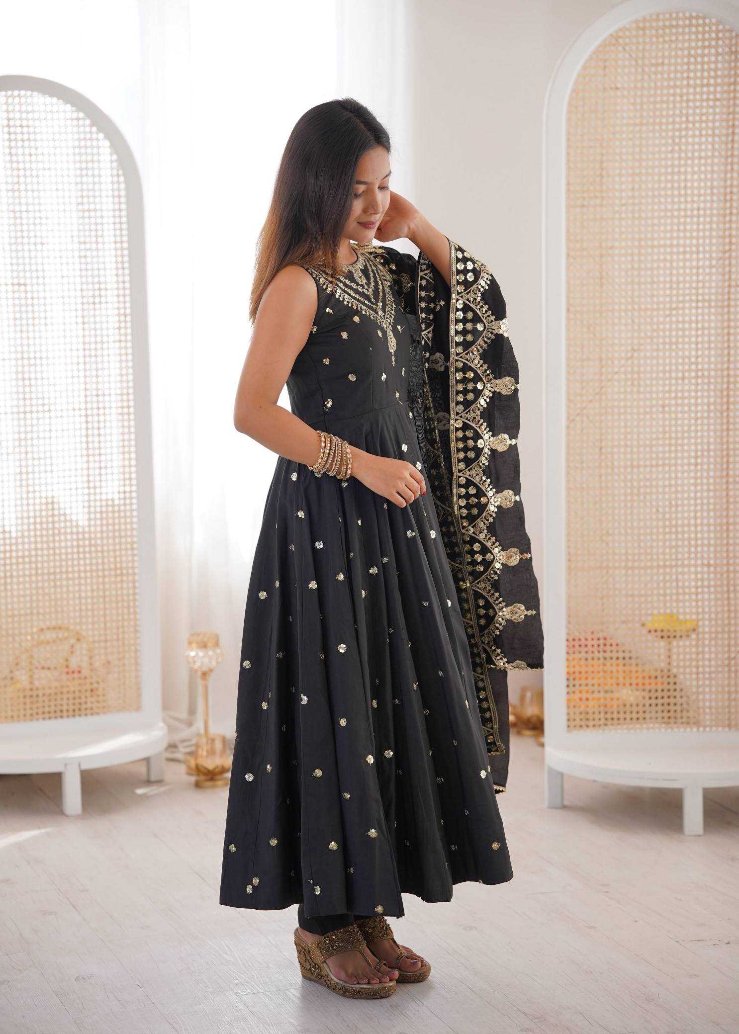 YNF Wholesale Heavy Roman Silk Embroidery Gowns  | Surat Manufacturer