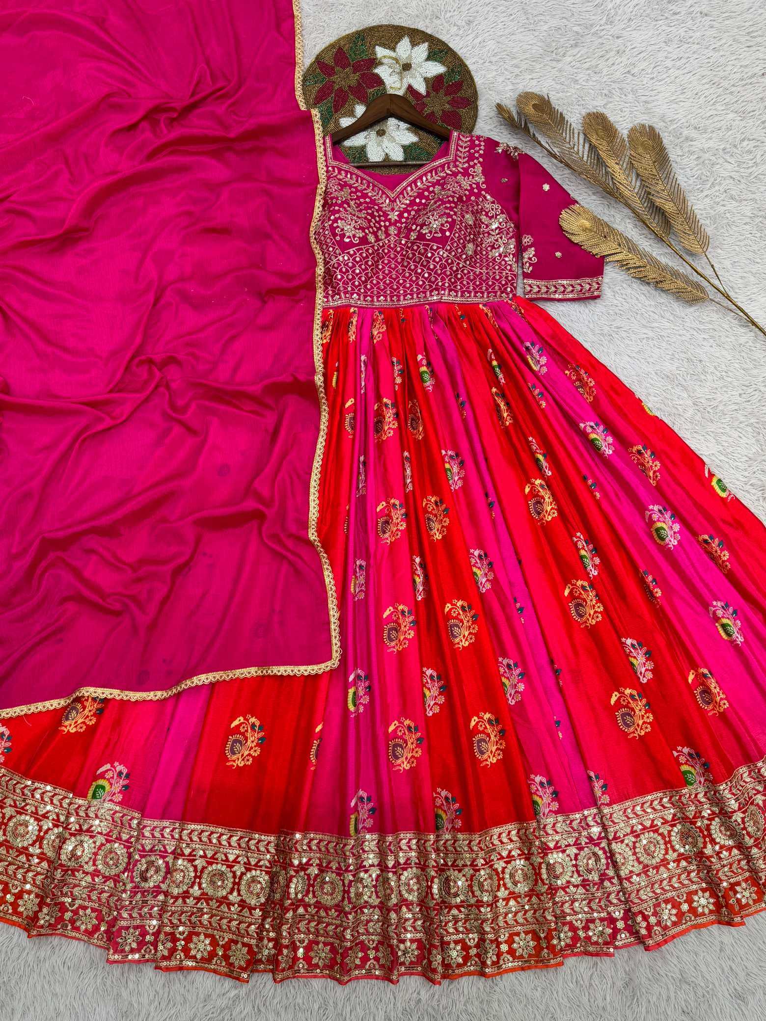 YNF Wholesale Satin Silk Printed Gowns  | Surat Manufacturer