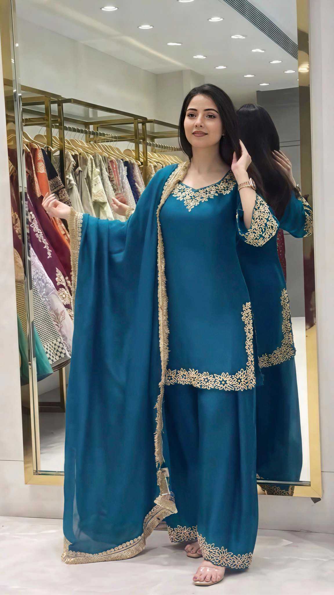 YNF Wholesale Faux Blooming Embroidery Suits  | Surat Manufacturer
