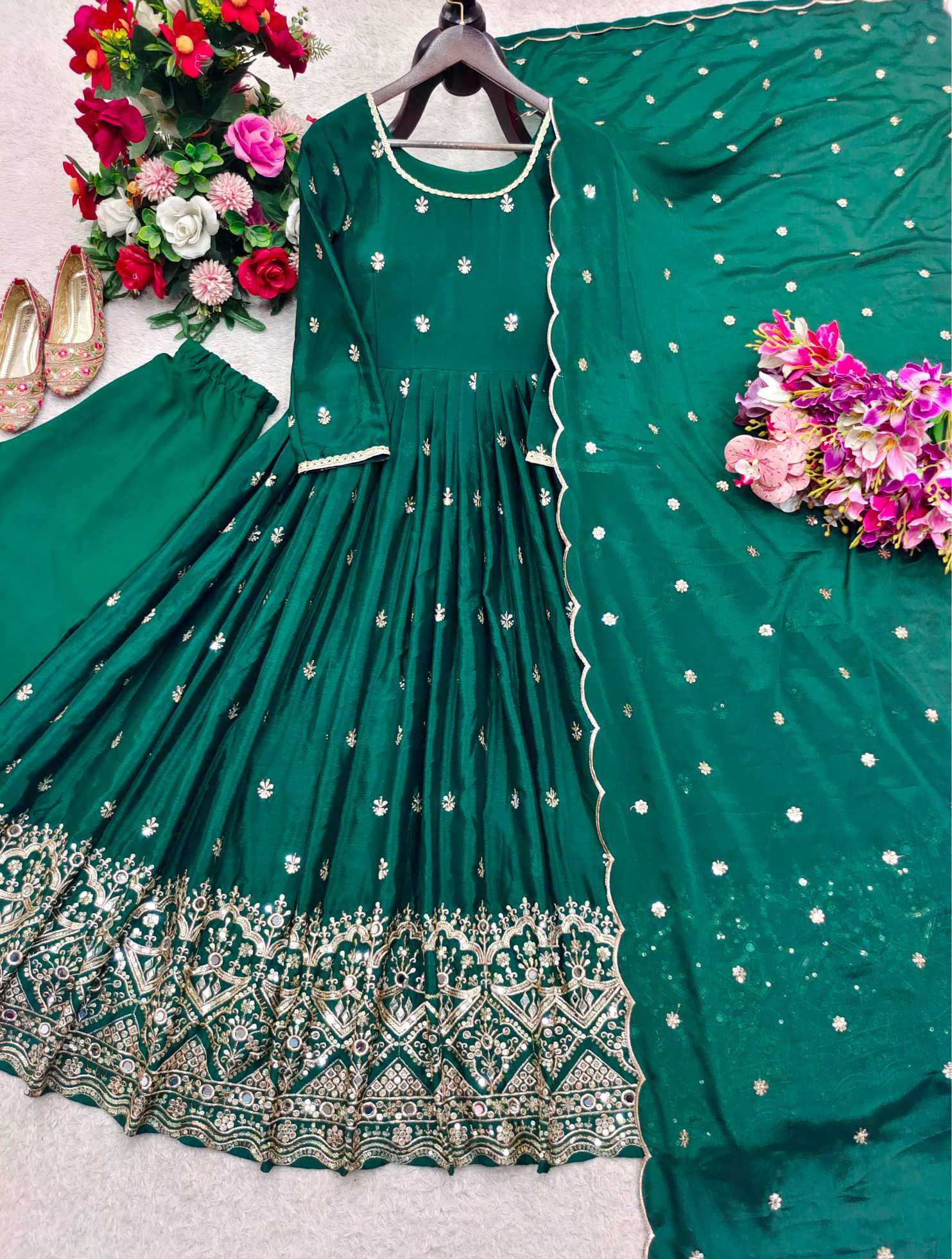 YNF Wholesale Chinon Silk Embroidery Gowns  | Surat Manufacturer