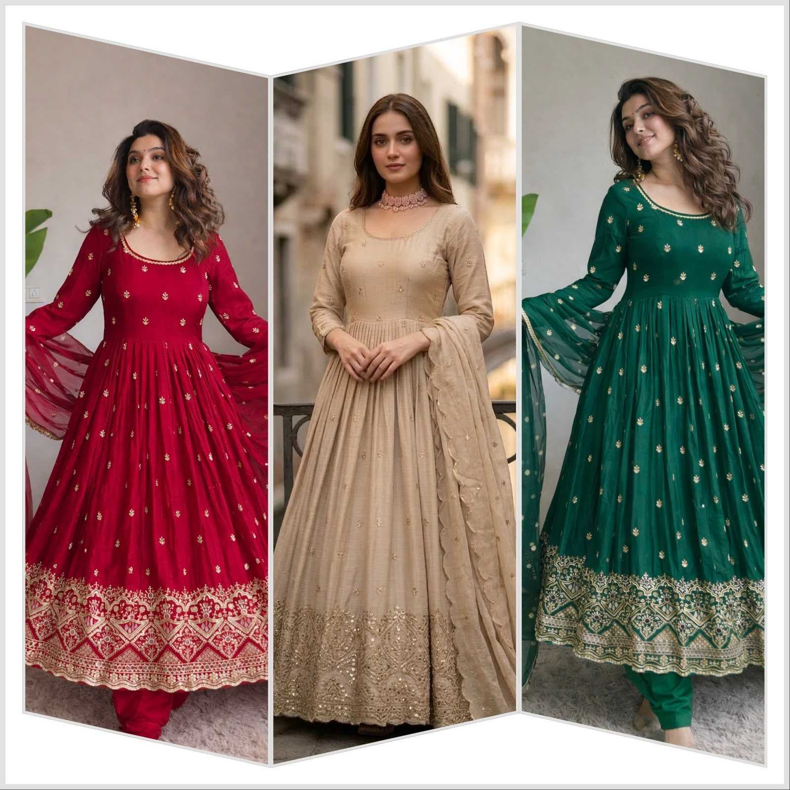 YNF Wholesale Chinon Silk Embroidery Gowns  | Surat Manufacturer