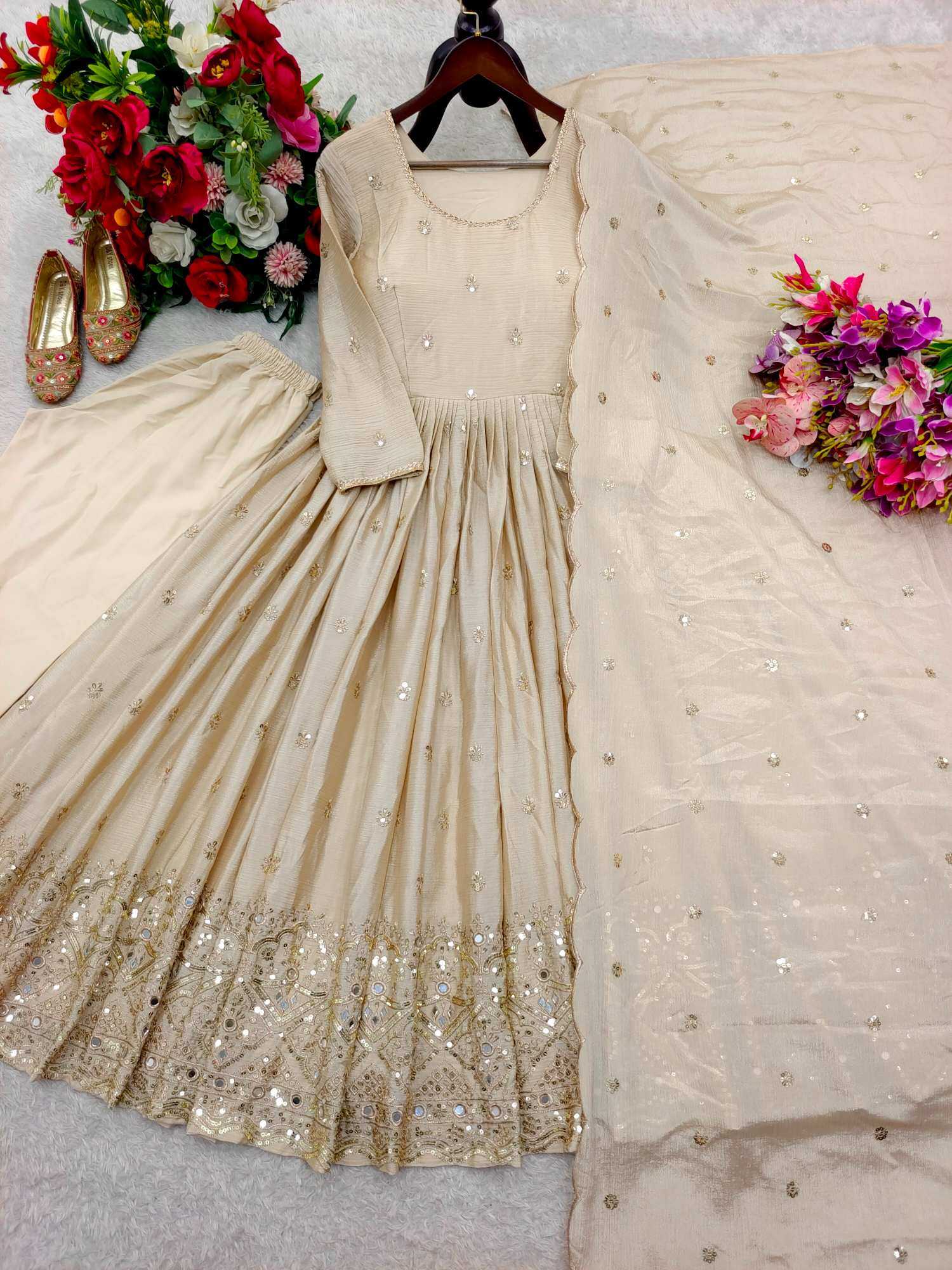 YNF Wholesale Chinon Silk Embroidery Gowns  | Surat Manufacturer