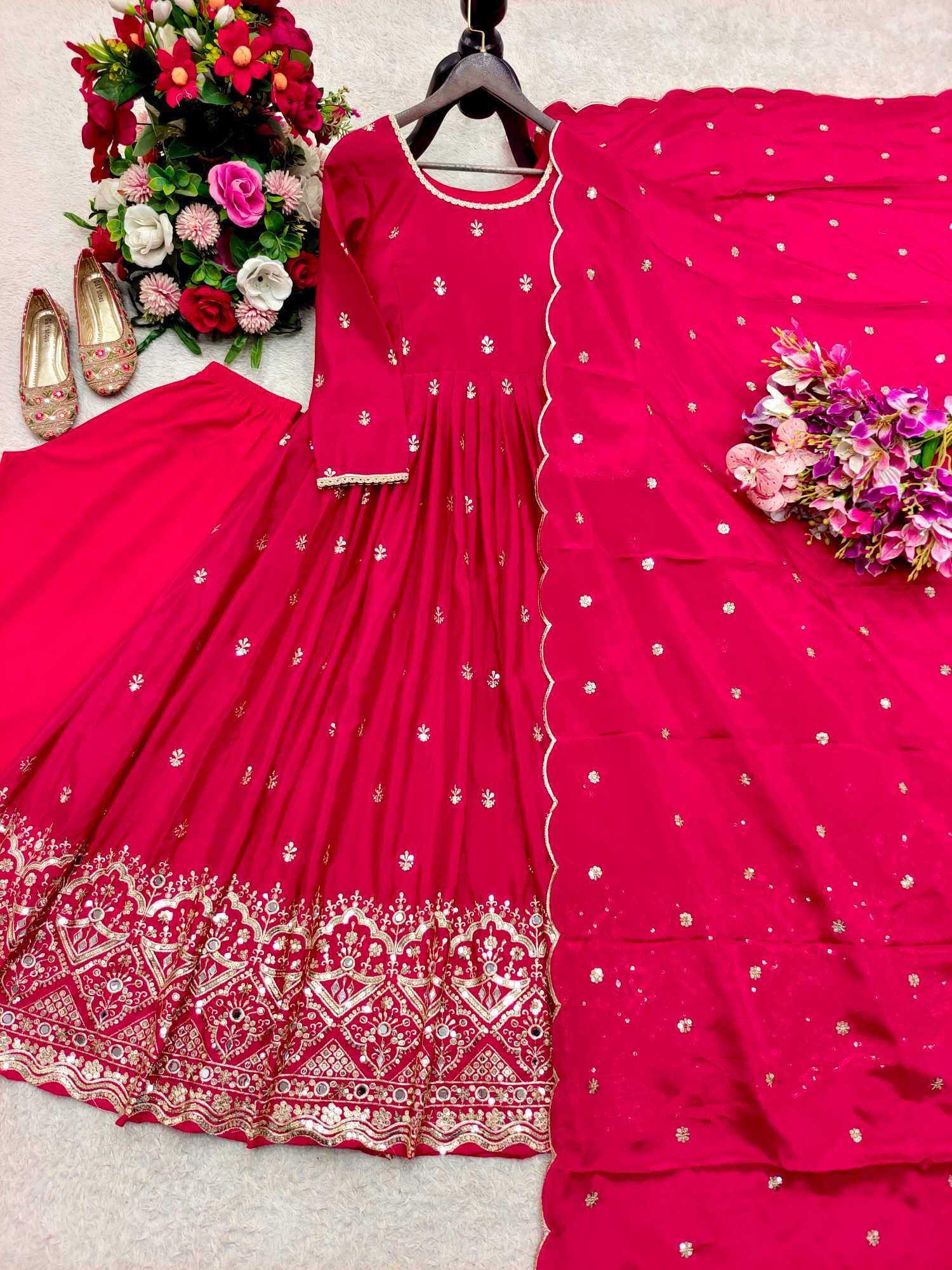YNF Wholesale Chinon Silk Embroidery Gowns  | Surat Manufacturer