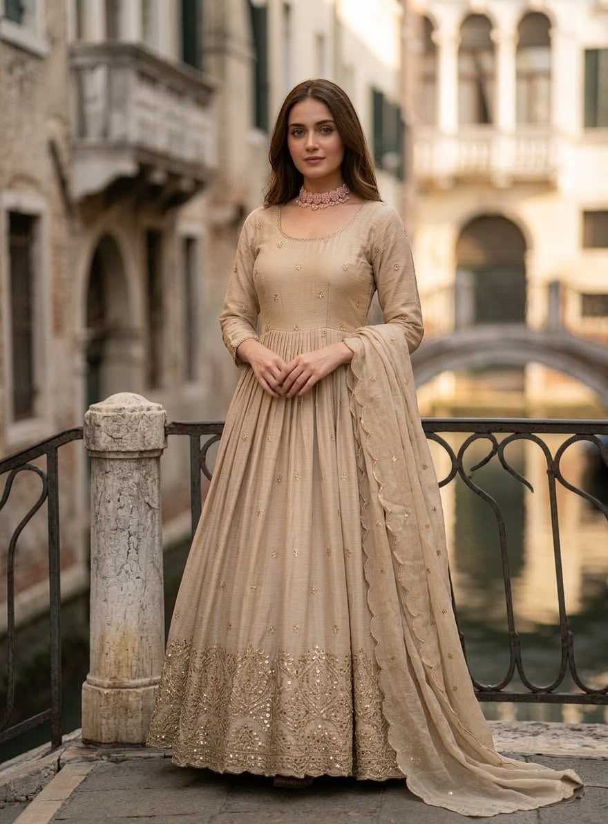 YNF Wholesale Chinon Silk Embroidery Gowns  | Surat Manufacturer