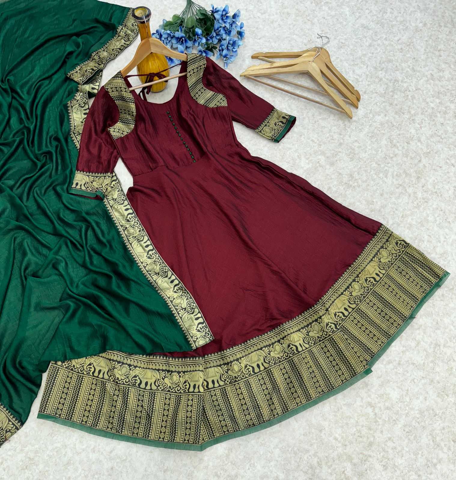 YNF Wholesale Vichitra Silk Fancy Gowns  | Surat Manufacturer