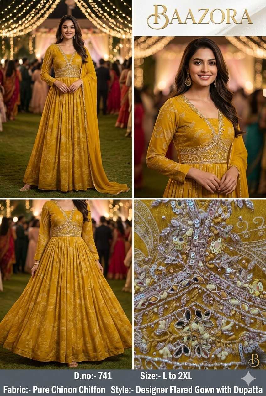 YNF Wholesale Chiffon Gown With Dupatta  | Surat Manufacturer