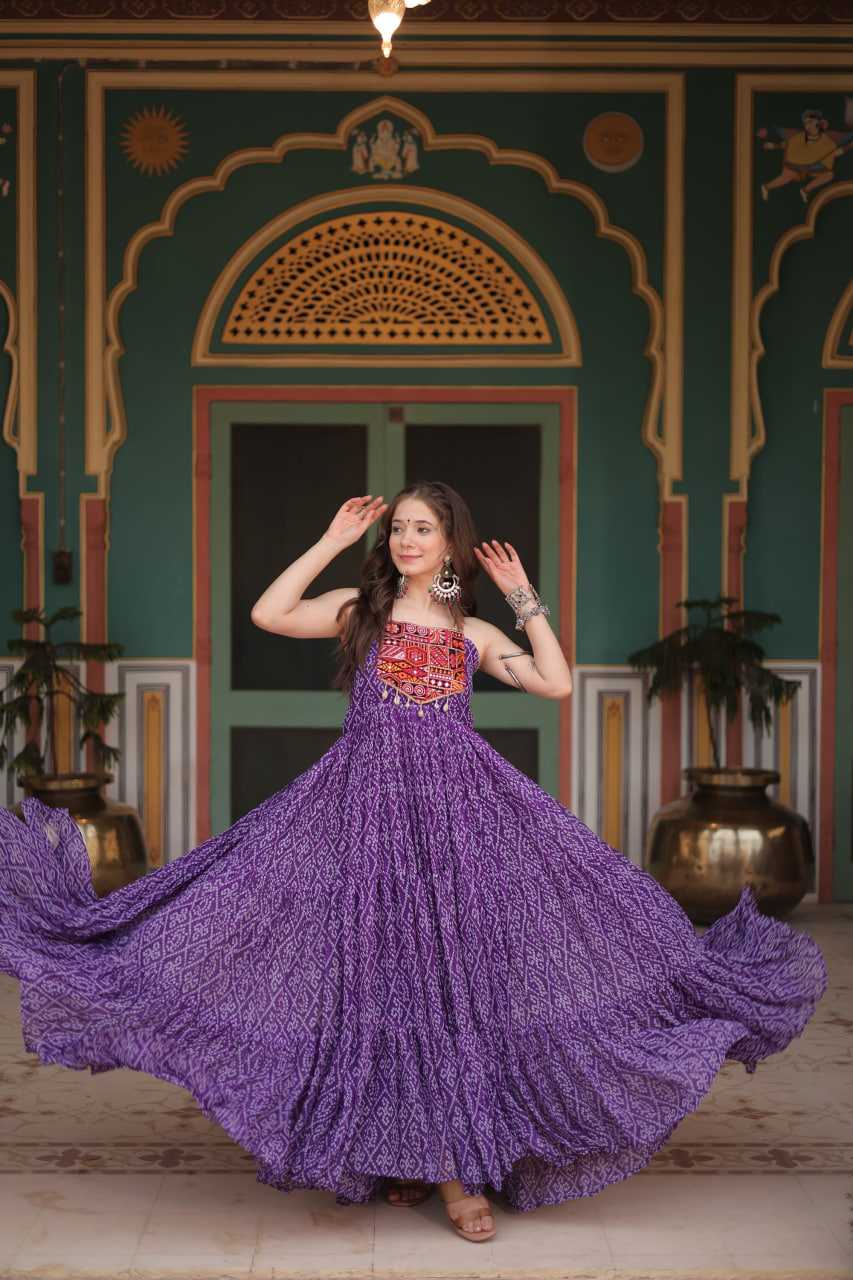 YNF Wholesale Faux Georgette Printed Gowns  | Surat Manufacturer