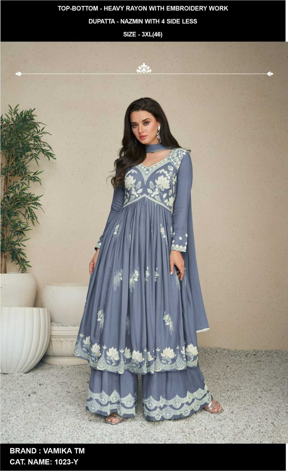 YNF Wholesale Heavy Rayon Palazzo Suit  | Surat Manufacturer