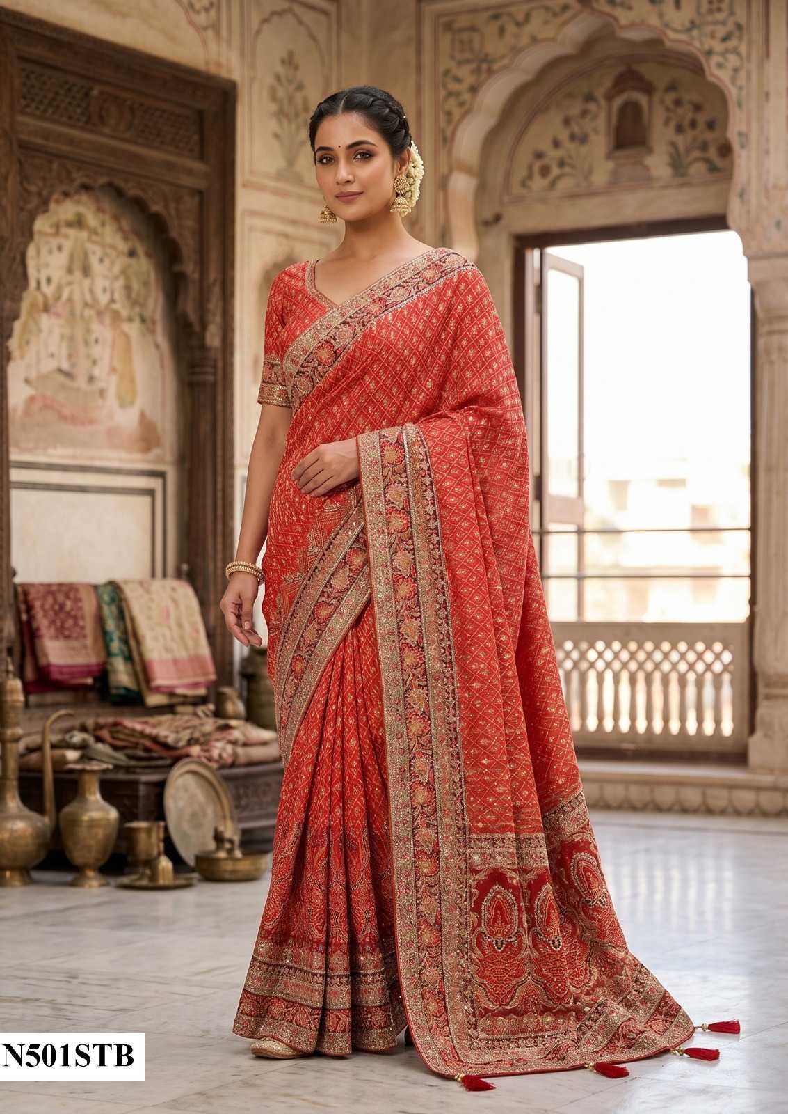 YNF Wholesale Crepe Hand Work Sarees  | Surat Manufacturer
