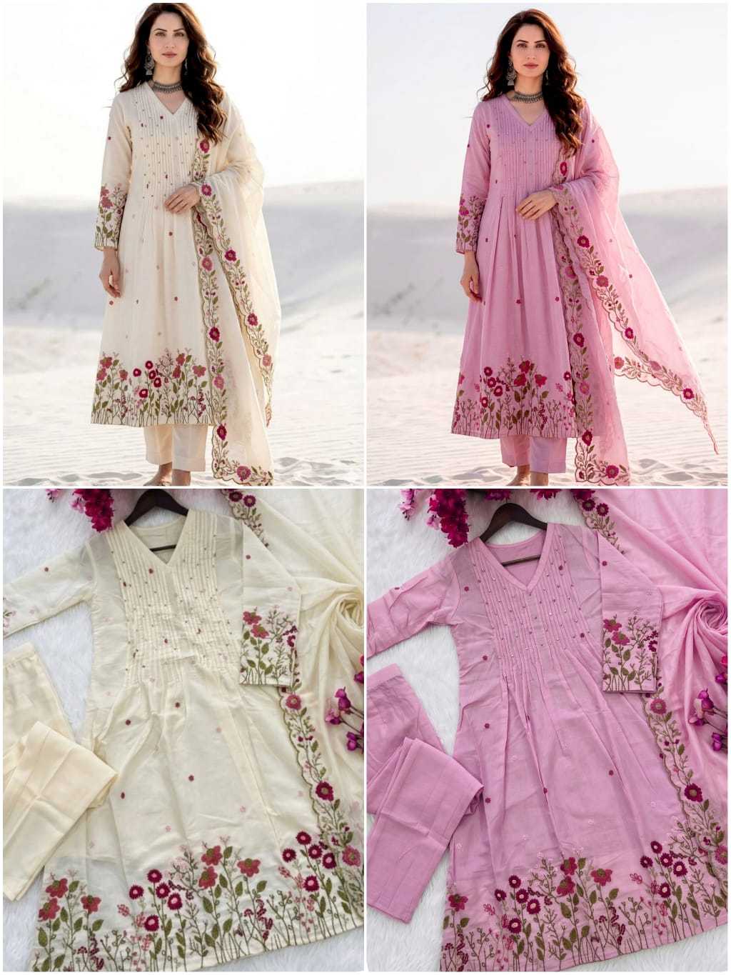 YNF Wholesale Chanderi Silk Embroidered Kurtis  | Surat Manufacturer